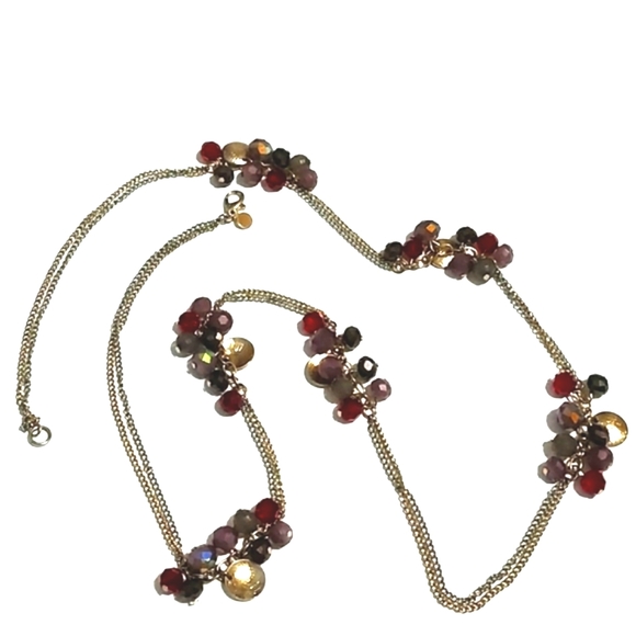 LOFT CLUSTERED BEADED 2-STRAND GOLD-TONE & SILVER-TONE 33" STATION NECKLACE - Picture 3 of 12